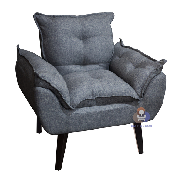 Poltrona Decorativa Opala  Grafite Linho Smf Decor