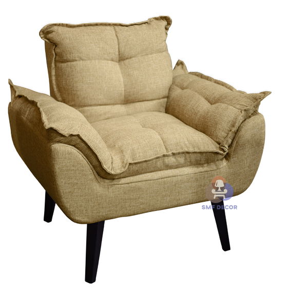 Poltrona Decorativa Opala  Palha Linho Smf Decor