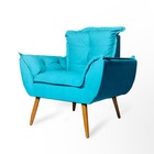 Poltrona Decorativa Opala Azul Turquesa Para Sala De Estar Qu