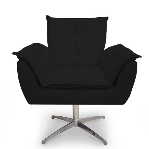 Poltrona Decorativa Opala Base Giratória  Cromada Alumínio  P