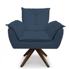Poltrona Decorativa Opala Base Giratória Suede Azul Royal - M