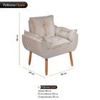 Poltrona Decorativa Opala Bege Pés Madeira - Wd Decor