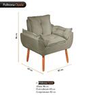 Poltrona Decorativa Opala Cappuccino Pés Madeira - Wd Decor