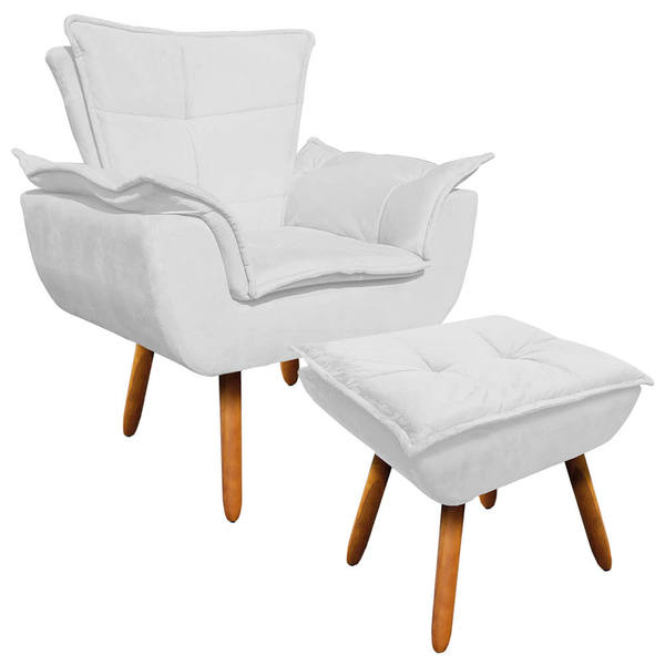 Poltrona Decorativa Opala Com Puff Opala Suede Branco D Rossi Leroy Merlin