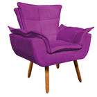 Poltrona Decorativa Opala Com Puff Opala Suede Roxo – D'rossi
