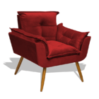 Poltrona Decorativa Opala Luxo Veludo Vermelho - Mercoi