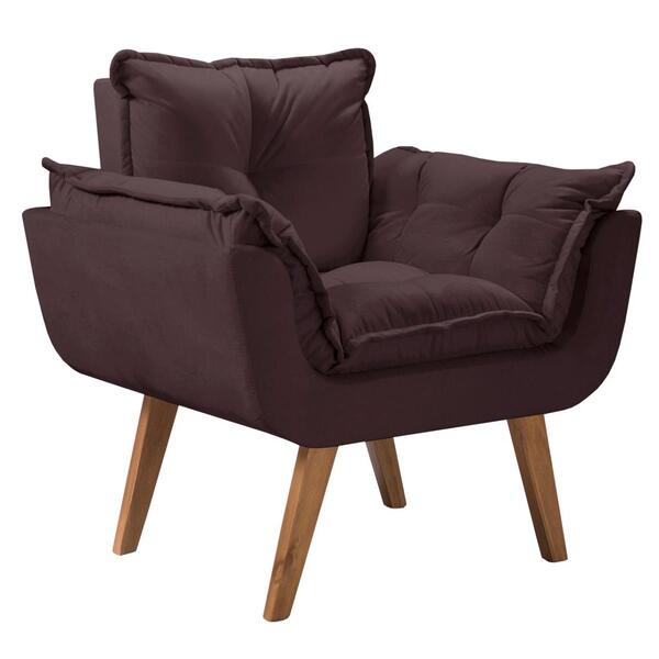 Poltrona Decorativa Opala Marrom Para Sala De Estar Quarto Es