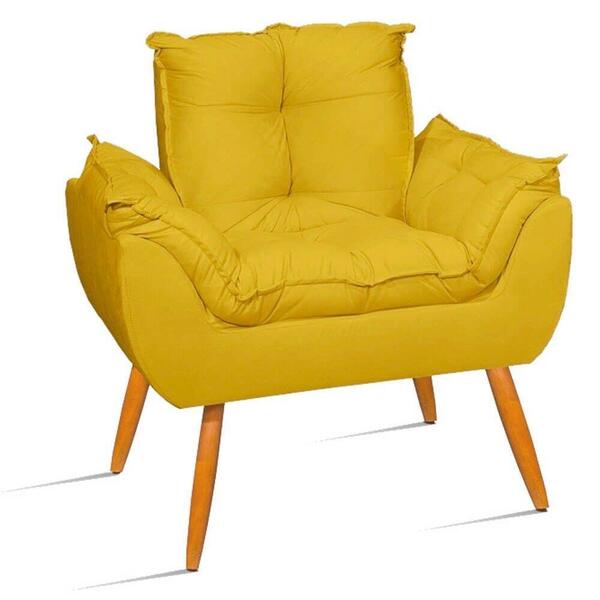 Poltrona Decorativa Opala Para Escritório Suede Amarelo - Wd