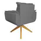Poltrona Decorativa Opala Pés Giratório De Madeira Suede Cinz