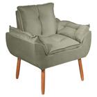 Poltrona Decorativa Opala Pés Palito Para Quarto Suede Cappuc