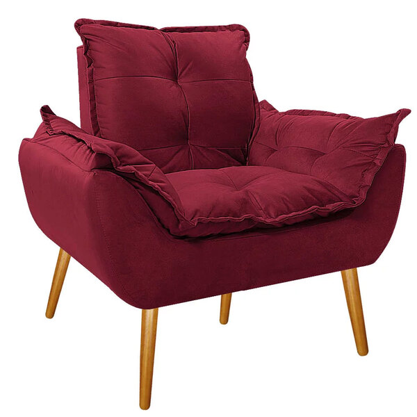 Poltrona Decorativa Opala Premium Suede Marsala