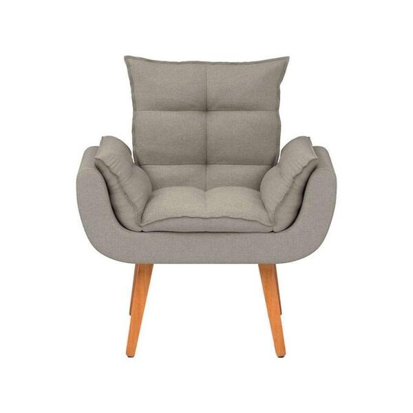 Poltrona Decorativa Opala Sala De Estar Linho Bege