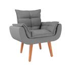 Poltrona Decorativa Opala Sala De Estar Linho Cinza