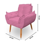 Poltrona Decorativa Opala Sala De Estar Tecido Suede Rosa Gli