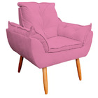 Poltrona Decorativa Opala Sala De Estar Tecido Suede Rosa Gli