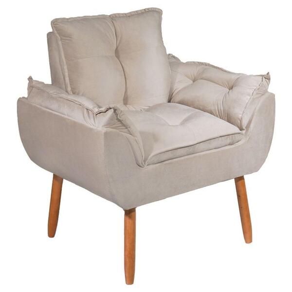 Poltrona Decorativa Opala Suede Bege - Wd Decor