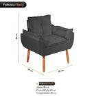 Poltrona Decorativa Opala Suede Cinza Grafite Para Estética M