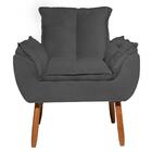 Poltrona Decorativa Opala Suede Cinza Grafite - Wd Decor