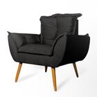 Poltrona Decorativa Opala Suede Preto Rocha Móveis