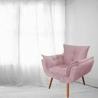 Poltrona Decorativa Opala Suede Rose Pés Palito Bnn Decor