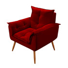 Poltrona Decorativa Opala Veludo Vermelho Star Confort