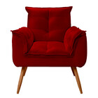Poltrona Decorativa Opala Veludo Vermelho Star Confort