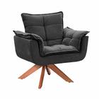 Poltrona Decorativa Opalla Base Giratória Tecido Suede