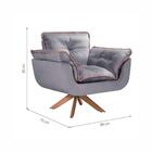 Poltrona Decorativa Opalla Base Giratória Tecido Suede Com De