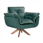Poltrona Decorativa Opalla Base Giratória Tecido Suede Com De