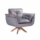 Poltrona Decorativa Opalla Base Giratória Tecido Suede Com De