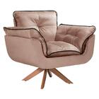 Poltrona Decorativa Opalla Base Giratória Tecido Suede Com De