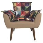 Poltrona Decorativa Opalla Composê Estampa Triangulo Suede Be