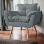 Poltrona Decorativa Opalla Pés Palito Suede  Cinza - Ds Estof