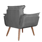 Poltrona Decorativa Opalla Pés Palito Suede  Cinza - Ds Estof