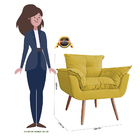 Poltrona Decorativa Opalla Pés Palito Suede Amarelo - Ds Esto