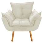 Poltrona Decorativa Opalla Pés Palito Suede Bege - Ds Estofad