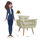 Poltrona Decorativa Opalla Pés Palito Suede Bege - Ds Estofad