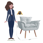 Poltrona Decorativa Opalla Pés Palito Suede Branco - Ds Estof