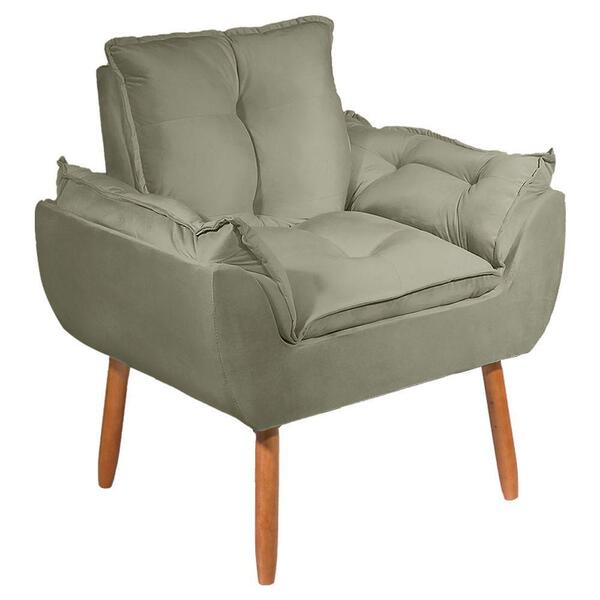 Poltrona Decorativa Opalla Pés Palito Suede Cappuccino - Wd D