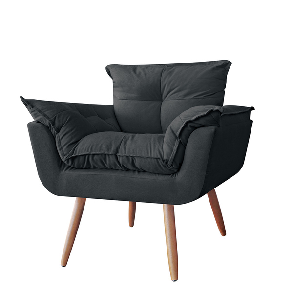 Poltrona Decorativa Opalla Pés Palito Suede Preto - Ds Estofa