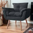 Poltrona Decorativa Opalla Pés Palito Suede Preto - Ds Estofa