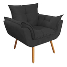 Poltrona Decorativa Opalla Pés Palito Suede Preto - Ds Estofa
