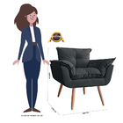 Poltrona Decorativa Opalla Pés Palito Suede Preto - Ds Estofa