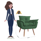 Poltrona Decorativa Opalla Pés Palito Suede Verde - Ds Estofa