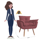 Poltrona Decorativa Opalla Pés Palito Suede Vermelho - Ds Est