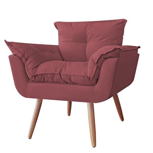 Poltrona Decorativa Opalla Pés Palito Suede Vermelho - Ds Est