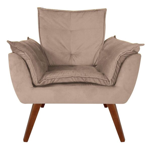 Poltrona Decorativa Opalla Suede Bege Rosado - Dominic Decor