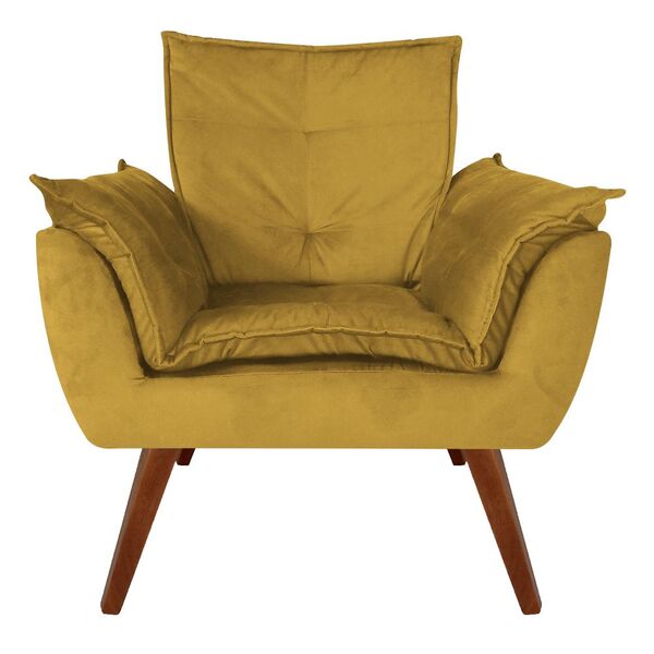 Poltrona Decorativa Opalla Suede Mostarda - Dominic Decor