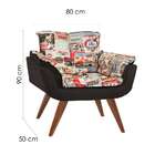 Poltrona Decorativa Opalla Suede Preto