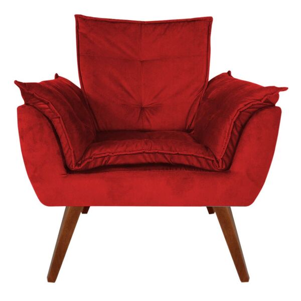 Poltrona Decorativa Opalla Suede Vermelho - Dominic Decor